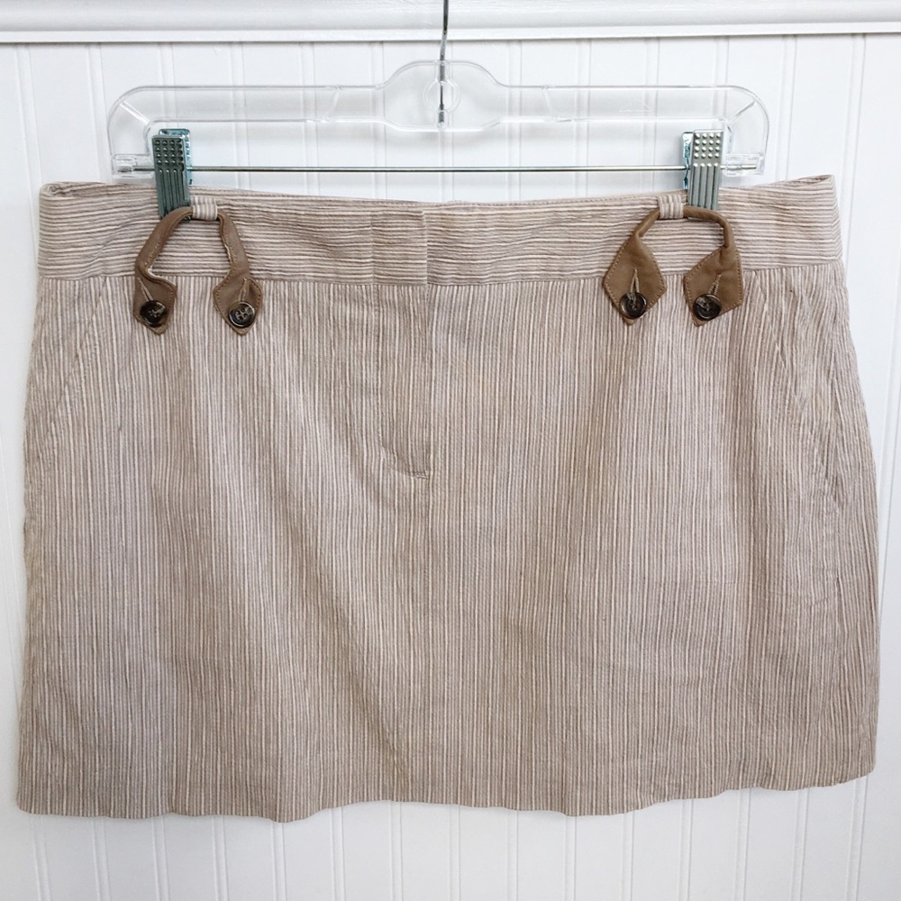 BCBGMAXAZRIA Textured Pinstripe Khaki Skirt - 12 - Picture 1 of 7